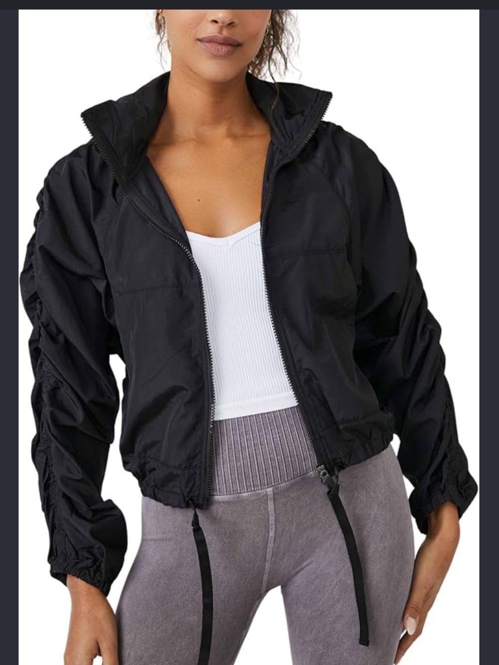 Free People Black Way Home Packable Jacket XS